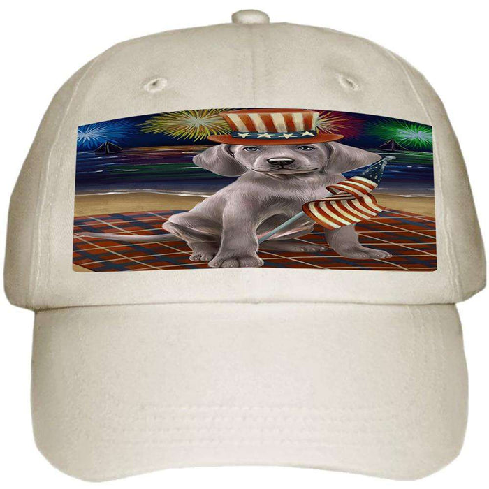 4th of July Independence Day Firework Weimaraner Dog Ball Hat Cap HAT52632