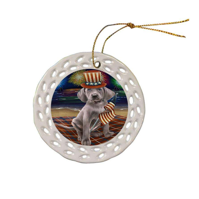 4th of July Independence Day Firework Weimaraner Dog Ceramic Doily Ornament DPOR49633