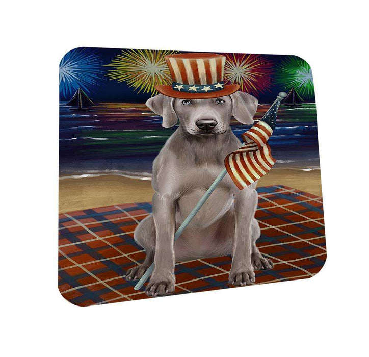 4th of July Independence Day Firework Weimaraner Dog Coasters Set of 4 CST49691