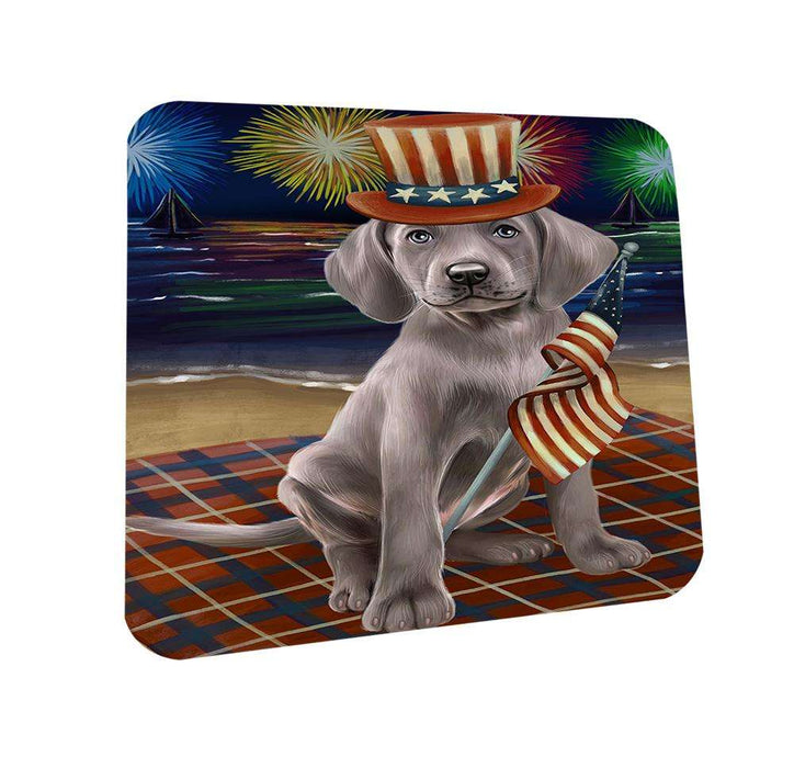 4th of July Independence Day Firework Weimaraner Dog Coasters Set of 4 CST49693