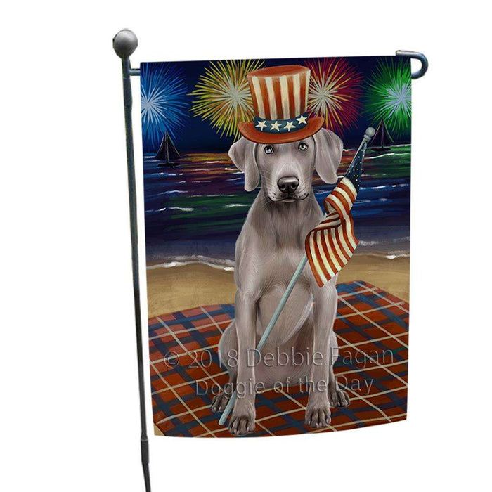 4th of July Independence Day Firework Weimaraner Dog Garden Flag GFLG49460