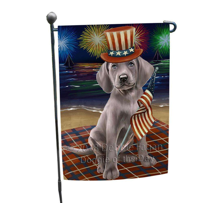 4th of July Independence Day Firework Weimaraner Dog Garden Flag GFLG49462