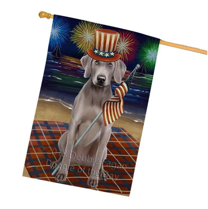 4th of July Independence Day Firework Weimaraner Dog House Flag FLG49596