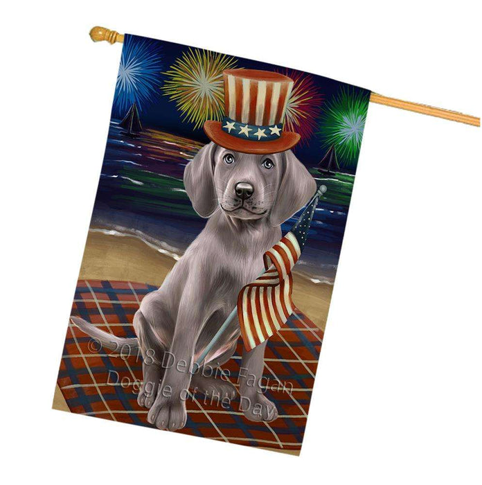 4th of July Independence Day Firework Weimaraner Dog House Flag FLG49598