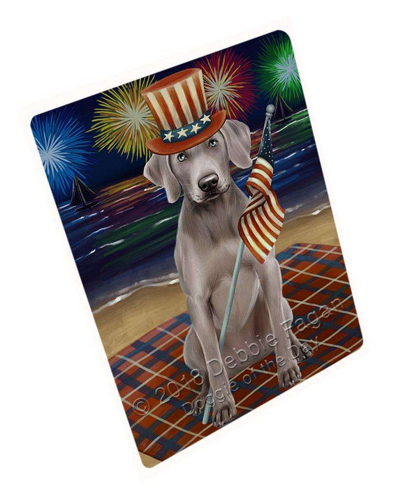 4th of July Independence Day Firework Weimaraner Dog Large Refrigerator / Dishwasher Magnet RMAG57522