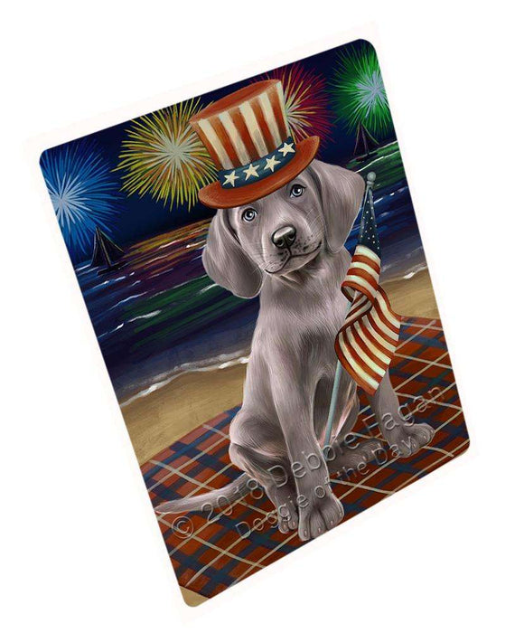 4th of July Independence Day Firework Weimaraner Dog Large Refrigerator / Dishwasher Magnet RMAG57534