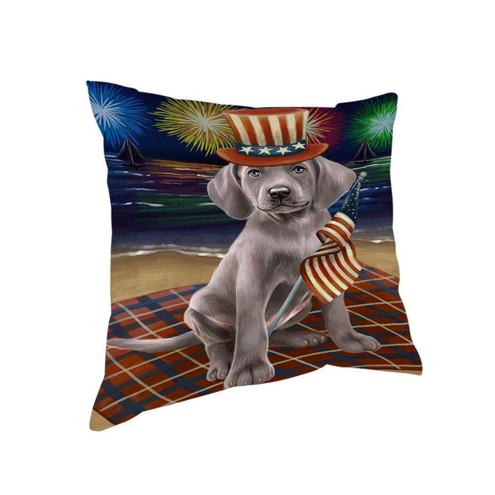 4th of July Independence Day Firework Weimaraner Dog Pillow PIL54388