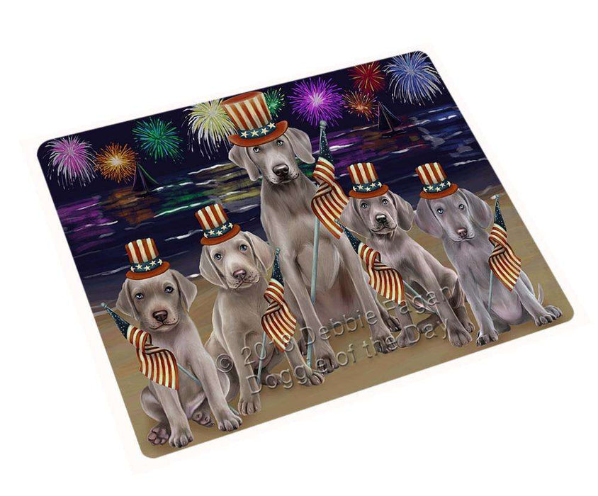 4th of July Independence Day Firework Weimaraner Dog Tempered Cutting Board C52761