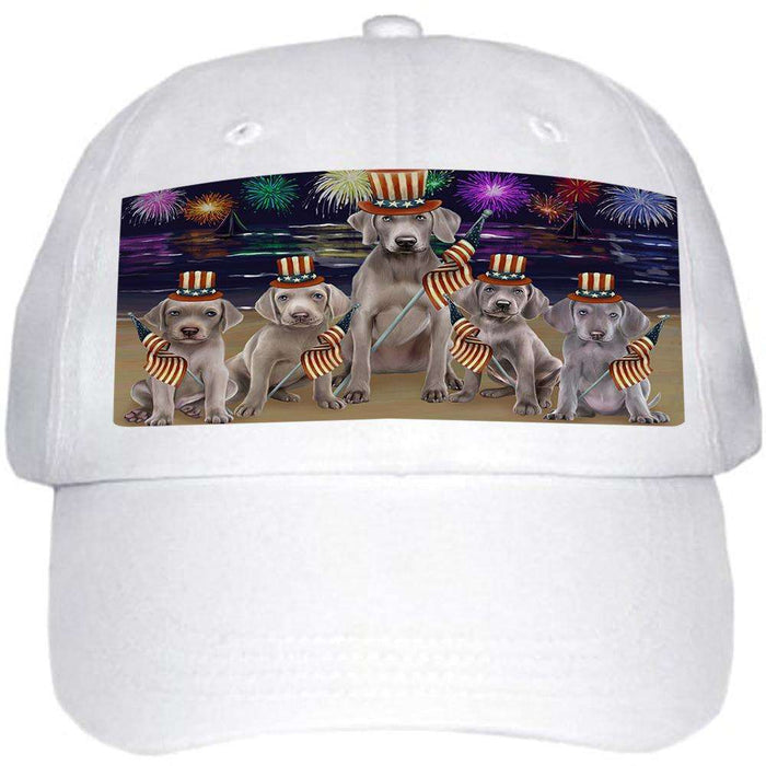 4th of July Independence Day Firework Weimaraners Dog Ball Hat Cap HAT52629