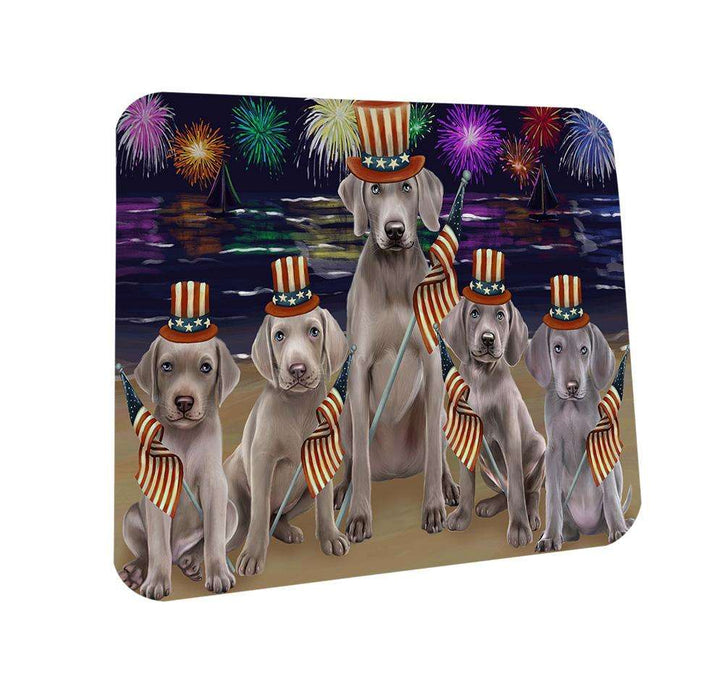 4th of July Independence Day Firework Weimaraners Dog Coasters Set of 4 CST49692