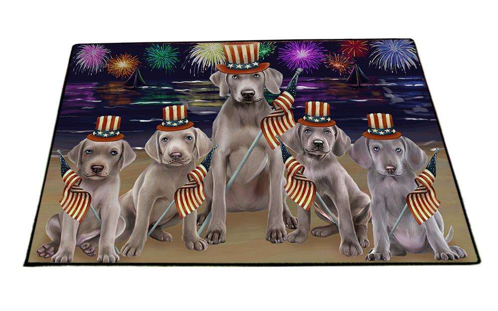 4th of July Independence Day Firework Weimaraners Dog Floormat FLMS50013
