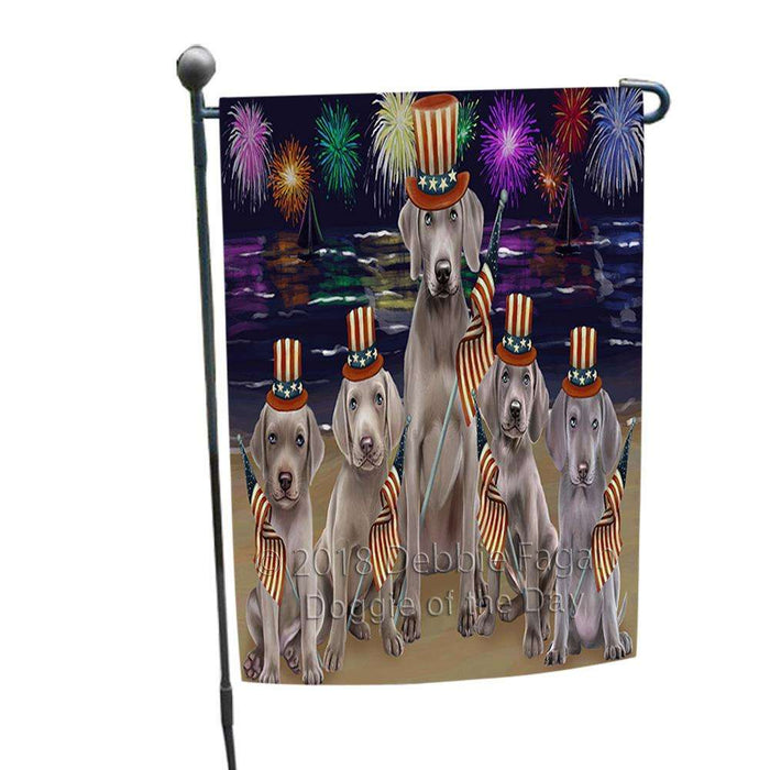 4th of July Independence Day Firework Weimaraners Dog Garden Flag GFLG49461