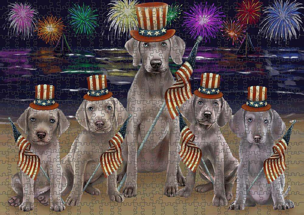 4th of July Independence Day Firework Weimaraners Dog Puzzle with Photo Tin PUZL52602