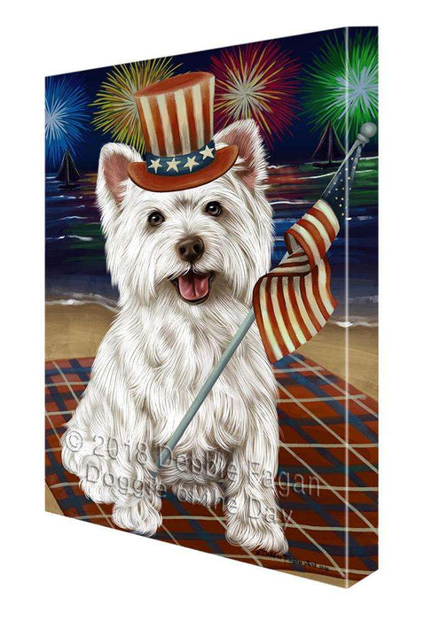 4th of July Independence Day Firework West Highland Terrier Dog Canvas Wall Art CVS62449