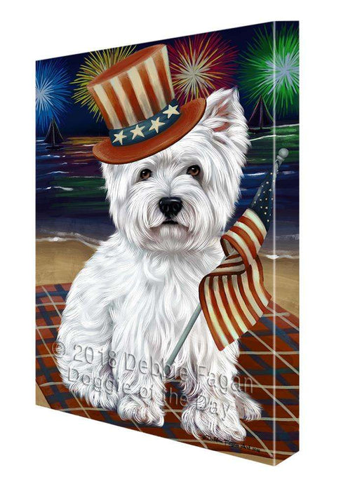 4th of July Independence Day Firework West Highland Terrier Dog Canvas Wall Art CVS62467