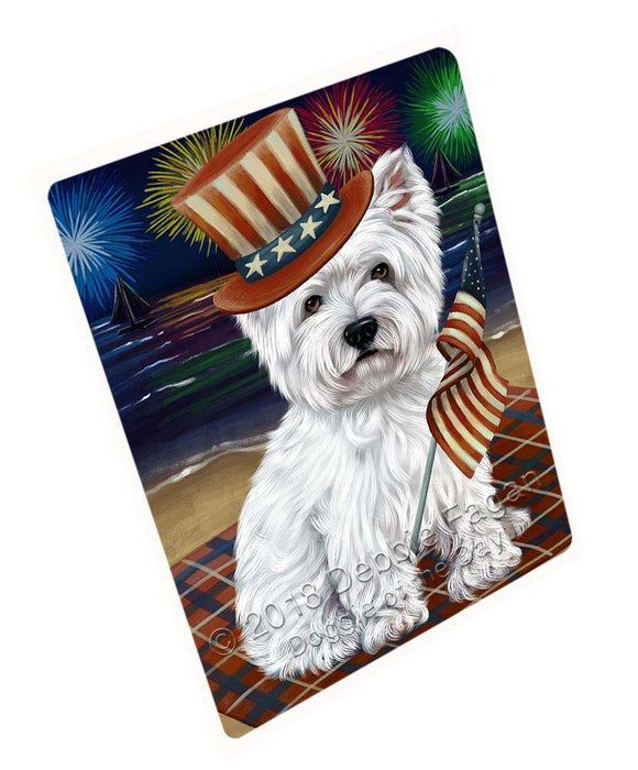 4th of July Independence Day Firework West Highland Terrier Dog Large Refrigerator / Dishwasher Magnet RMAG57552