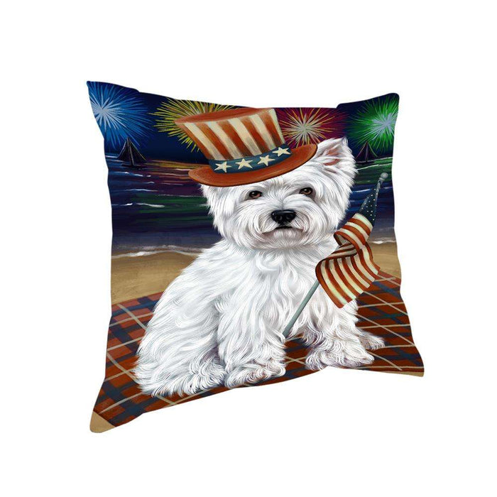4th of July Independence Day Firework West Highland Terrier Dog Pillow PIL54400