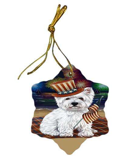 4th of July Independence Day Firework West Highland Terrier Dog Star Porcelain Ornament SPOR49628
