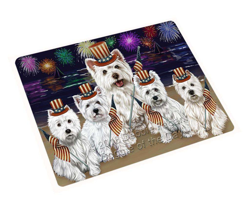 4th of July Independence Day Firework West Highland Terrier Dog Tempered Cutting Board C52770