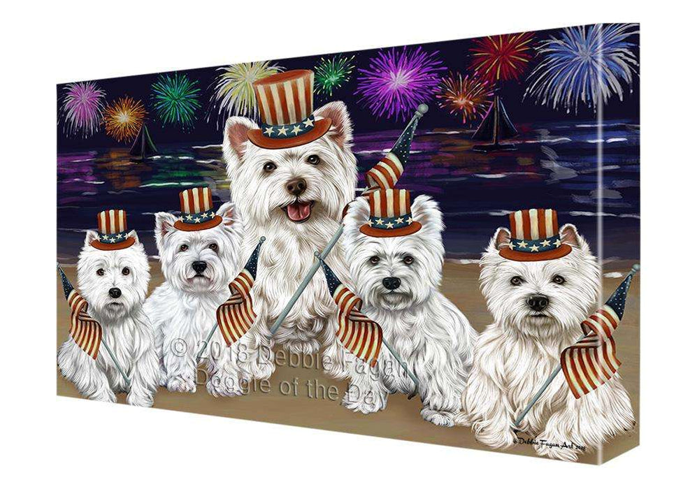 4th of July Independence Day Firework West Highland Terriers Dog Canvas Wall Art CVS62458