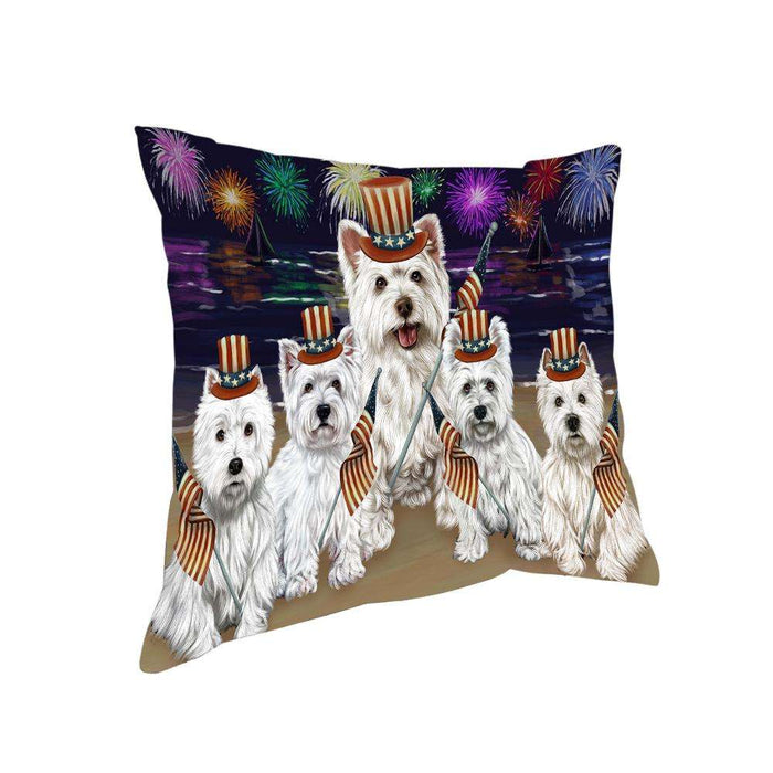 4th of July Independence Day Firework West Highland Terriers Dog Pillow PIL54396