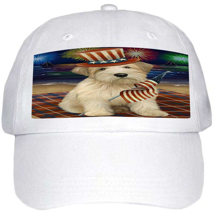 4th of July Independence Day Firework Wheaten Terrier Dog Ball Hat Cap HAT60123