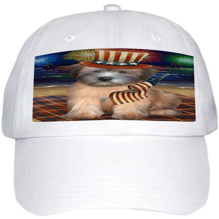 4th of July Independence Day Firework Wheaten Terrier Dog Ball Hat Cap HAT60126