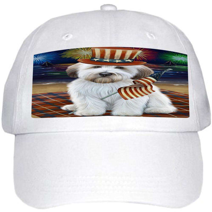 4th of July Independence Day Firework Wheaten Terrier Dog Ball Hat Cap HAT60129