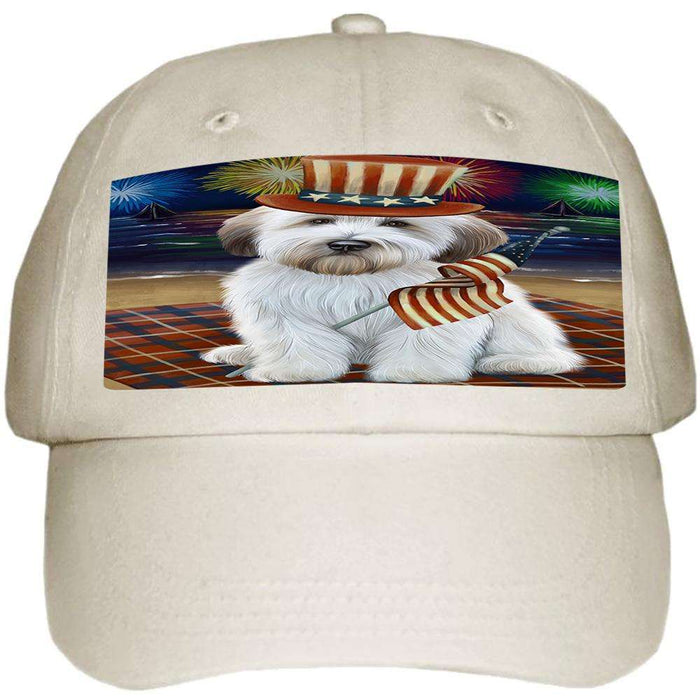 4th of July Independence Day Firework Wheaten Terrier Dog Ball Hat Cap HAT60129