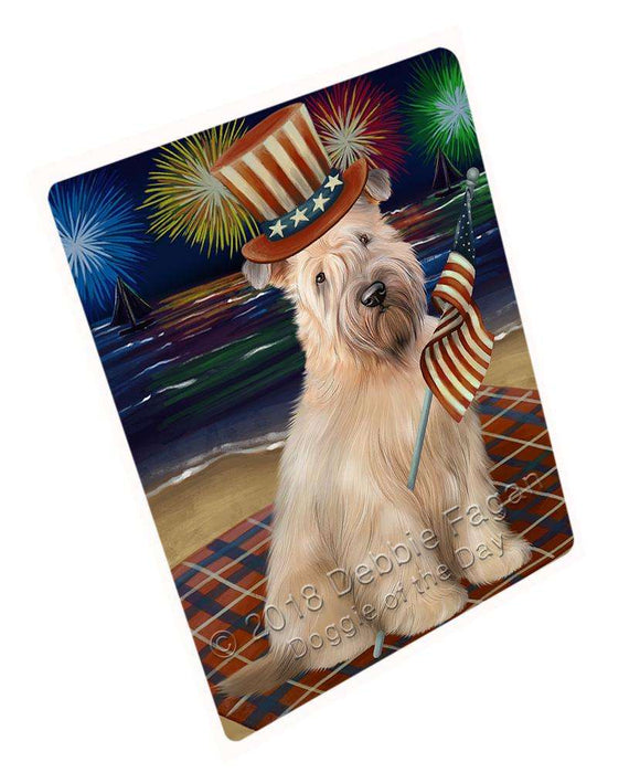 4th of July Independence Day Firework Wheaten Terrier Dog Blanket BLNKT85440