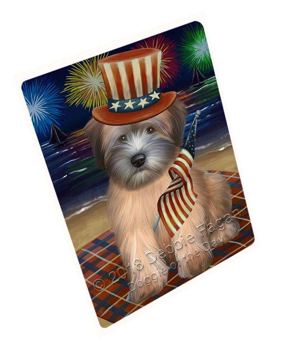 4th of July Independence Day Firework Wheaten Terrier Dog Blanket BLNKT85467