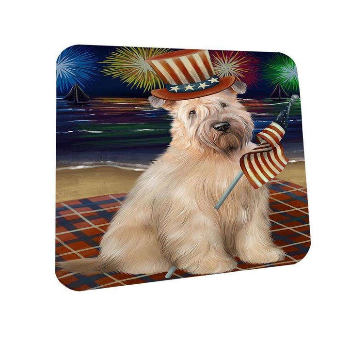 4th of July Independence Day Firework Wheaten Terrier Dog Coasters Set of 4 CST52035