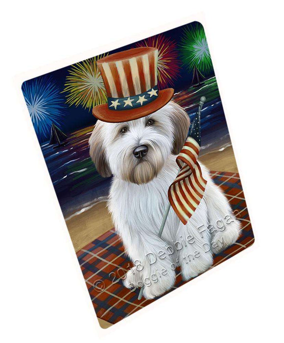 4th of July Independence Day Firework Wheaten Terrier Dog Cutting Board C60489