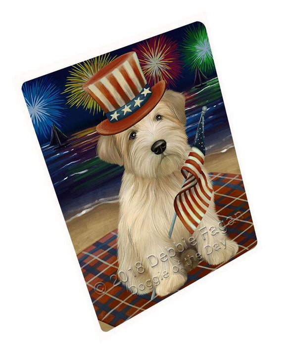 4th of July Independence Day Firework Wheaten Terrier Dog Cutting Board C61497