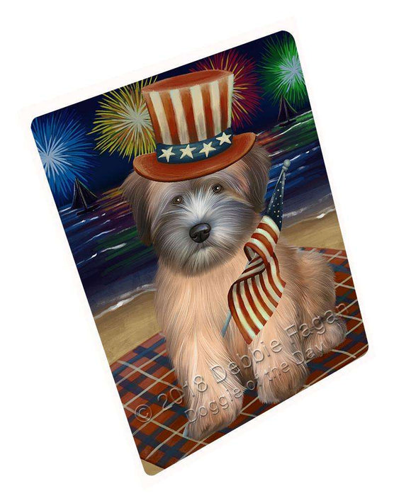 4th of July Independence Day Firework Wheaten Terrier Dog Cutting Board C61500