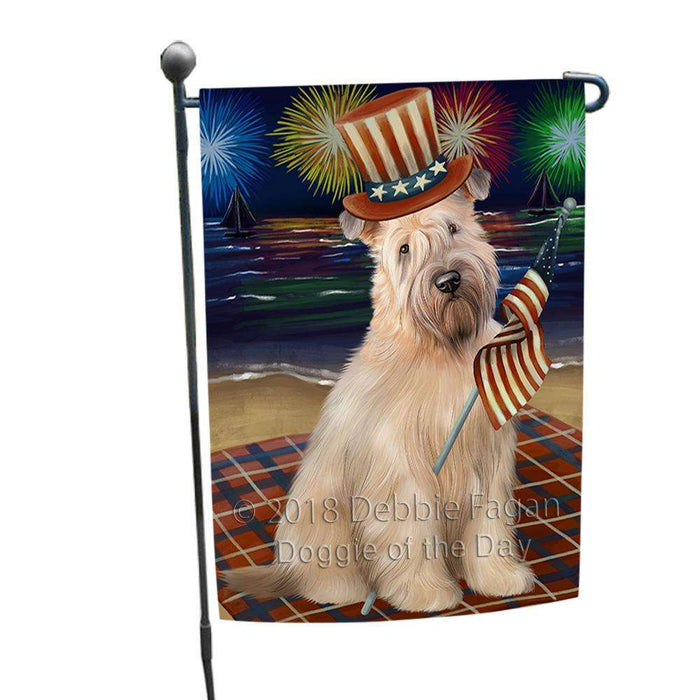 4th of July Independence Day Firework Wheaten Terrier Dog Garden Flag GFLG52073