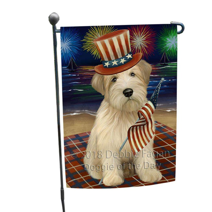 4th of July Independence Day Firework Wheaten Terrier Dog Garden Flag GFLG52075