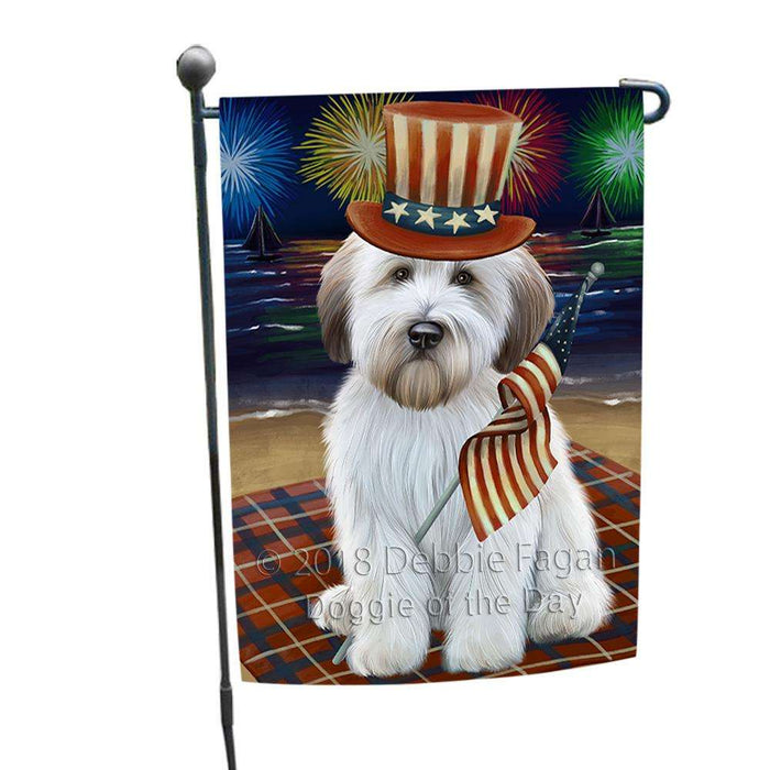 4th of July Independence Day Firework Wheaten Terrier Dog Garden Flag GFLG52077