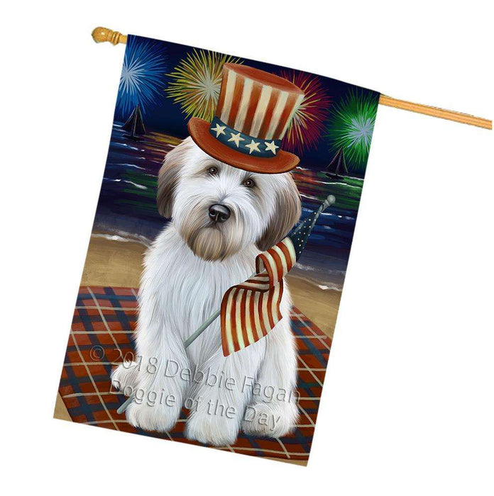 4th of July Independence Day Firework Wheaten Terrier Dog House Flag FLG52213