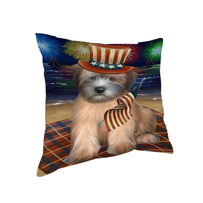 4th of July Independence Day Firework Wheaten Terrier Dog Pillow PIL64680