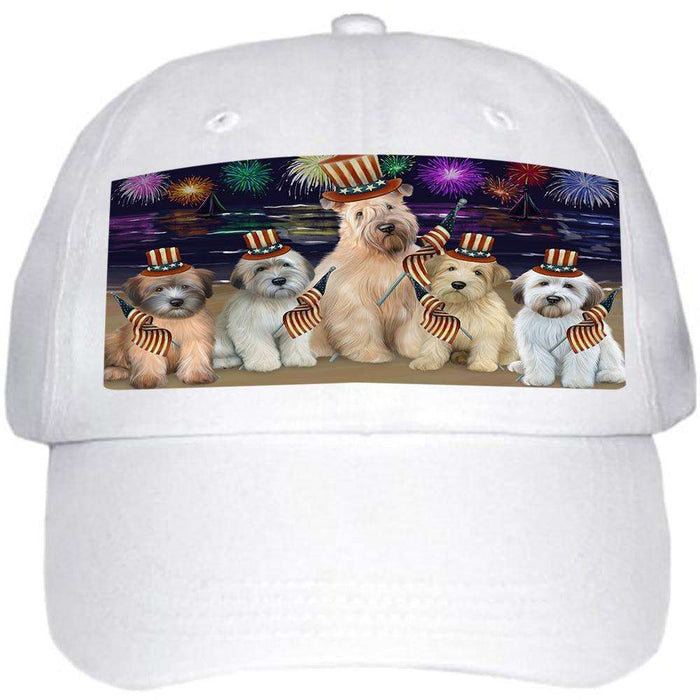 4th of July Independence Day Firework Wheaten Terriers Dog Ball Hat Cap HAT60120