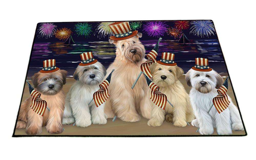 4th of July Independence Day Firework Wheaten Terriers Dog Floormat FLMS51477