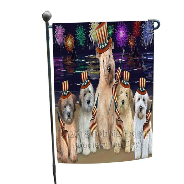 4th of July Independence Day Firework Wheaten Terriers Dog Garden Flag GFLG52074