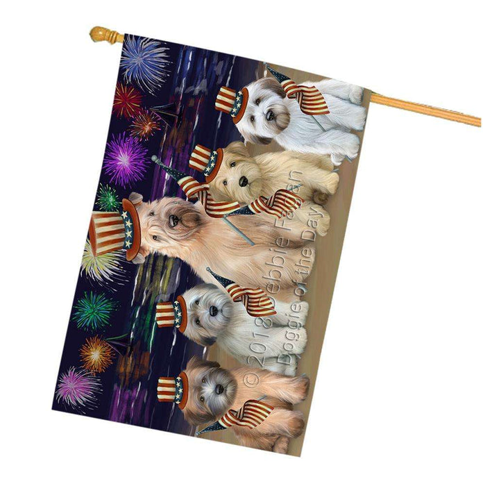 4th of July Independence Day Firework Wheaten Terriers Dog House Flag FLG52210