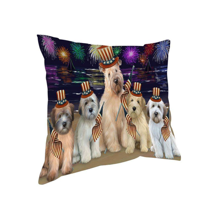 4th of July Independence Day Firework Wheaten Terriers Dog Pillow PIL64672