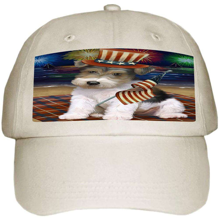 4th of July Independence Day Firework Wire Fox Terrier Dog Ball Hat Cap HAT61152