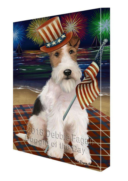 4th of July Independence Day Firework Wire Fox Terrier Dog Canvas Print Wall Art Décor CVS89036
