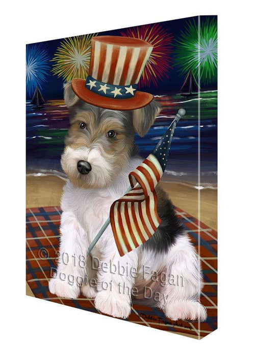 4th of July Independence Day Firework Wire Fox Terrier Dog Canvas Print Wall Art Décor CVS89054
