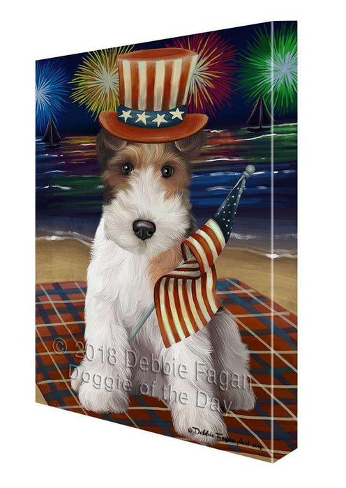 4th of July Independence Day Firework Wire Fox Terrier Dog Canvas Print Wall Art Décor CVS89063