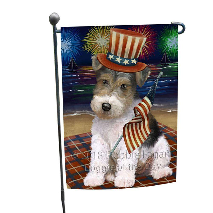 4th of July Independence Day Firework Wire Fox Terrier Dog Garden Flag GFLG52418
